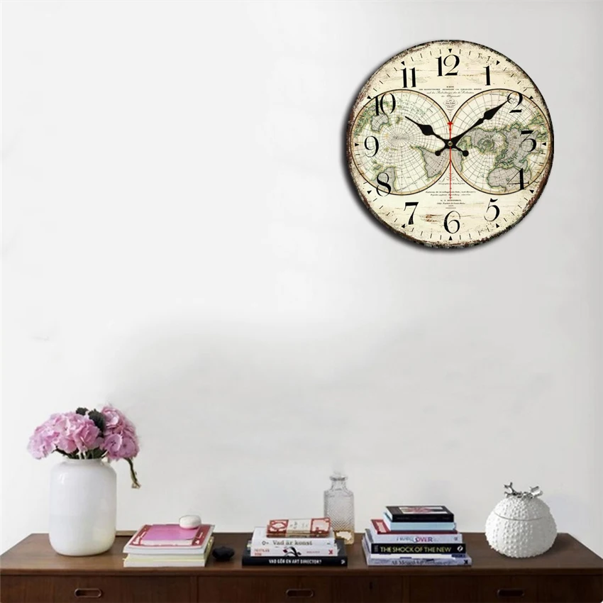 Антикварные часы тихая карта мира дизайн парусника домашний декор для офиса