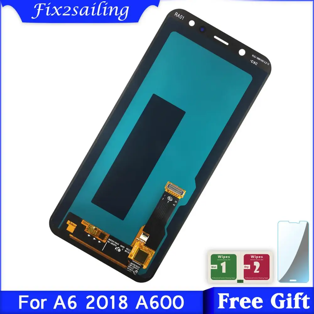 Супер Amoled для Samsung Galaxy A6 2018 A600F A600FN ЖК дисплей + сенсорный экран в сборе 100%