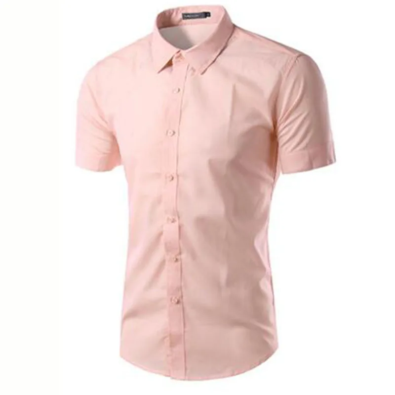 Мужская хлопковая рубашка с короткими рукавами в Корейском стиле Camisa летняя