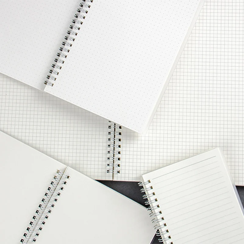 

Creative Stationery Simple Cute Transparent PP Cover Double Coil Ring Spiral Notebook Diary Blank Dot Grid Line Inside Paper