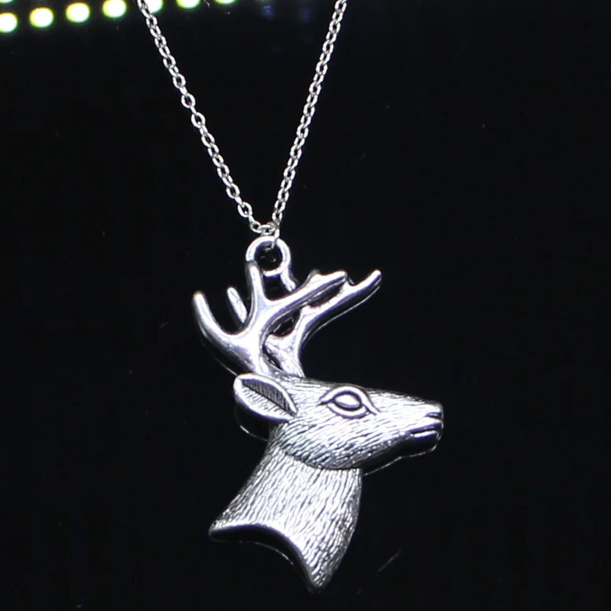 20pcs New Fashion Necklace 60x45mm Deer head Pendants Short Long Women Men Colar Gift Jewelry Choker