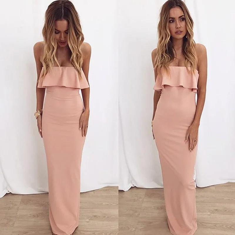 Shibever Новый оборками Slash шеи клуб Женщины Bodycon Платье Карандаш Летние сексуальные