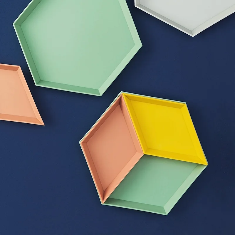 4 Pcs/set Nordic Color Geometric Storage Tray Fruit Plastic Desktop Combination Plate Home Decorative Removable | Дом и сад