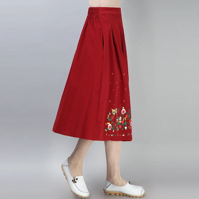 Женская винтажная длинная юбка с высокой талией и цветочным принтом 2018 | одежда