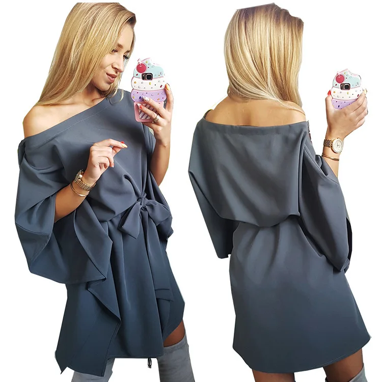Осеннее женское платье 2018 модная одежда больших размеров Женское зимнее с бантом