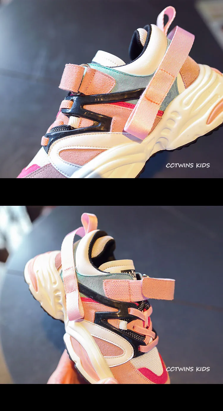 CCTWINS KIDS/ весенние детские модные спортивные кроссовки для маленьких девочек; Брендовые повседневные кроссовки из натуральной кожи для мальчиков; Цвет Черный; FS2572