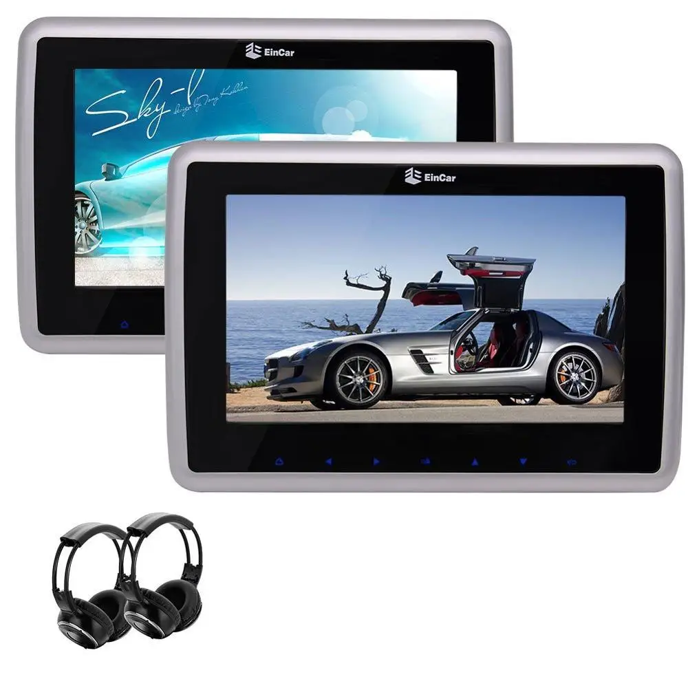 Беспроводной ИК наушники + eincar twin ПК автомобиля dvd плеер 10.1 дюймов HD ЖК дисплей