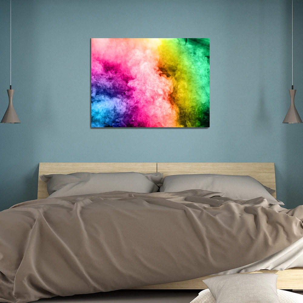 Laeacco Colored Fog Abstract Nordic Decor Canvas Prints Poster Pictures Oil Painting for Living Room Bedroom Home Ark | Дом и сад