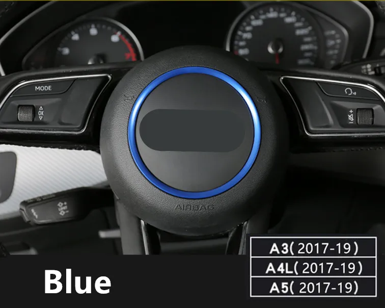A Blue Украшение рулевого колеса автомобиля кольцо наклейка для Audi A3 A4 Q3 Q5 A5 A6 A1 логотип для автомобильного стайлинга Наклейки интерьерные аксессуары - Название цвета: A Blue