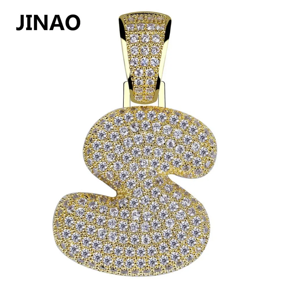 JINAO хип-хоп Iced Out пользовательские Пузырьковые буквы кулон ожерелье микро Pave AAA+ Циркон с веревкой Чиан и теннисная цепь DIY ювелирные изделия