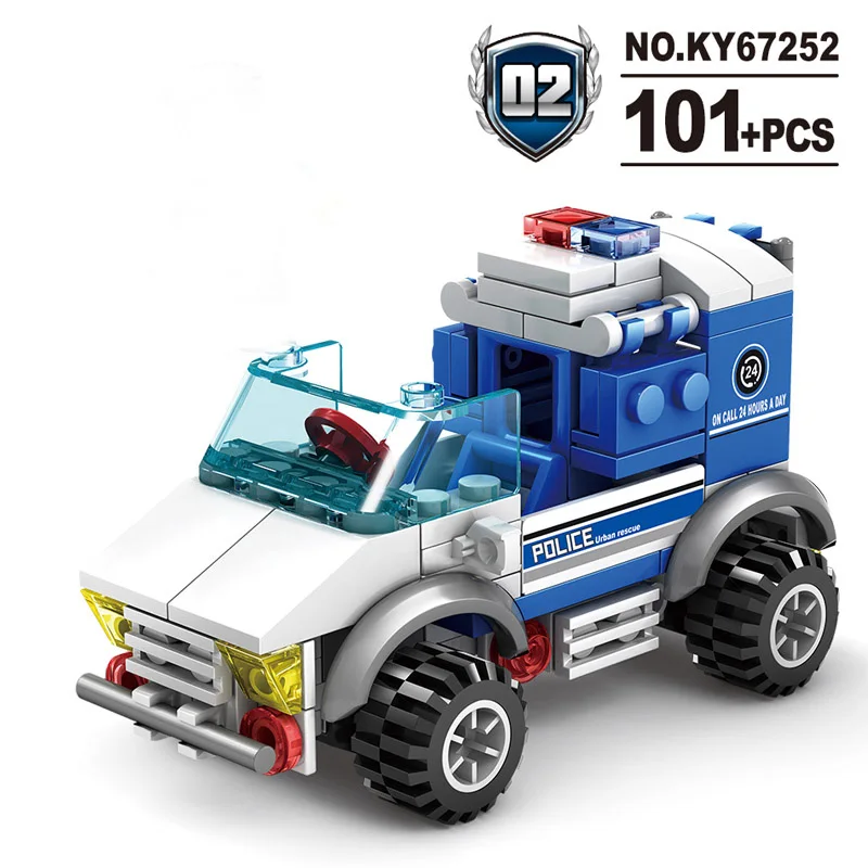 4 in1 полиция тюрьмы грузовик вертолет автомобиль строительные блоки Совместимый