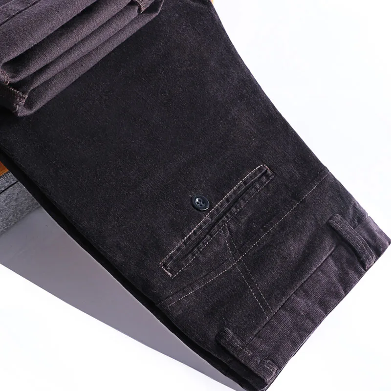 Dark Gray Мужские вельветовые повседневные штаны из 95% хлопка, Смарт повседневные Прямые Штаны, винтажные облегающие штаны высшего качества 36 38 - Цвет: Dark Gray
