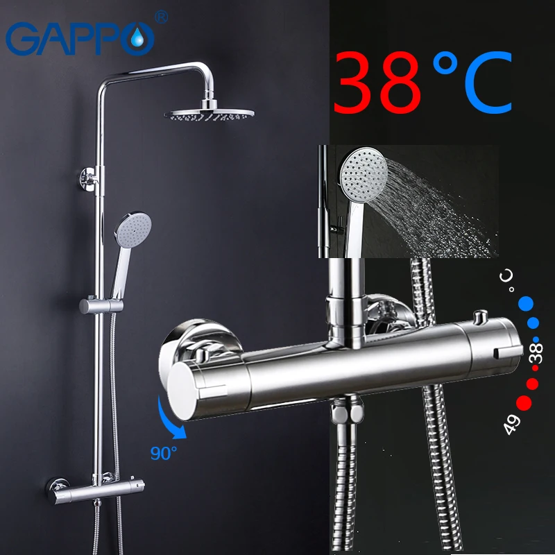 gappo thermostatic shower sets bathroom shower faucet hot and cold mixer brass faucet bathtub shower system waterfall shower free global shipping