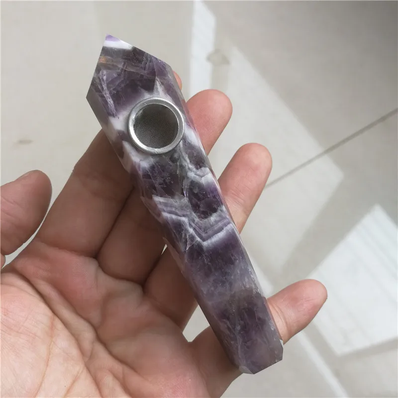 

10 cm free shipping! Natural dream amethyst crystal smoking pipe Christmas gift true crystal healing