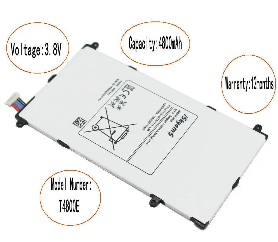 ISkyamS 1x4800 мА/ч T4800E запасная батарея для Samsung Galaxy Tab Tablet Pro 8 4 дюймов "T320 T321 T325 SM-T320