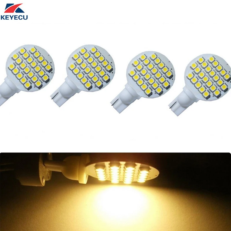 

KEYECU 4 Pack DC 12V Warm White T10 921 194 24-3528 SMD LED Bulb Lamp Super Bright