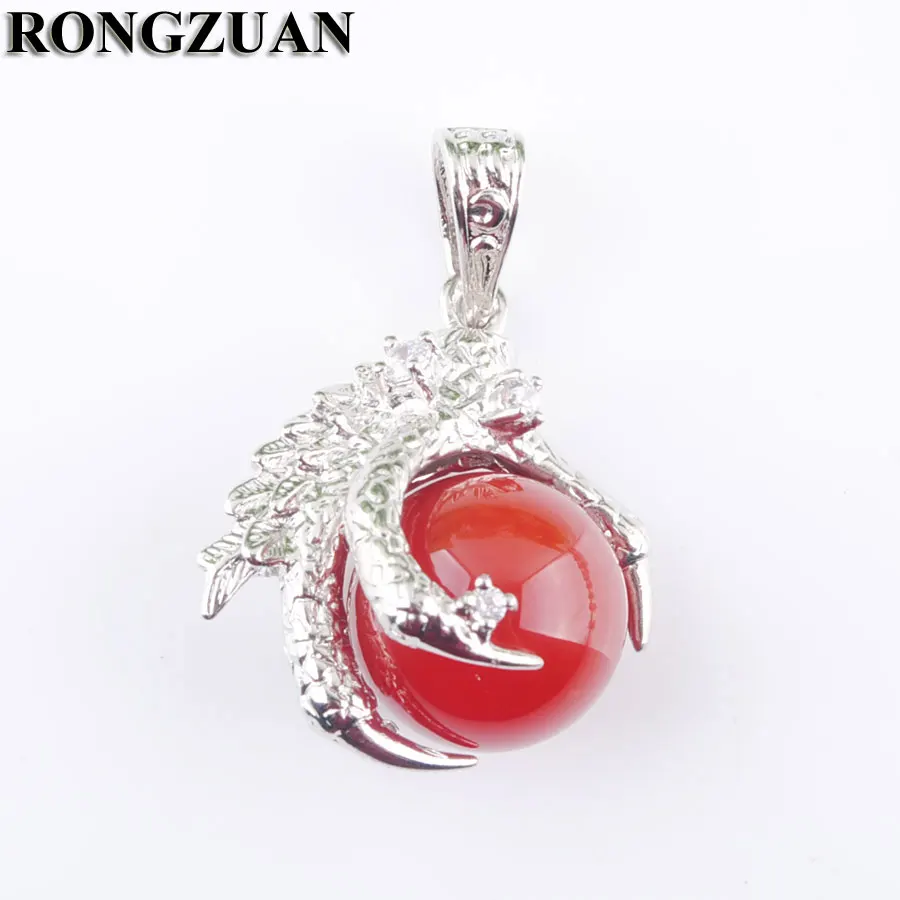 Редкое красное каменное шарообразное ожерелье с подвеской в виде кристаллического маятника с когтем дракона, изготовленное из натурального агата.