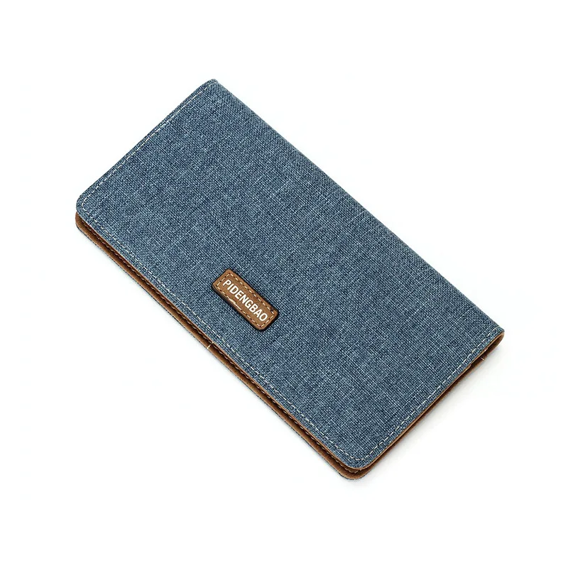 Blue Холщовые мужские кошельки, длинный мужской кошелек, тонкий мужской кошелек, тонкий мужской бумажник, джинсовый мужской клатч, сумки для монет, кошелек, держатели для карт, cartera - Цвет: Blue