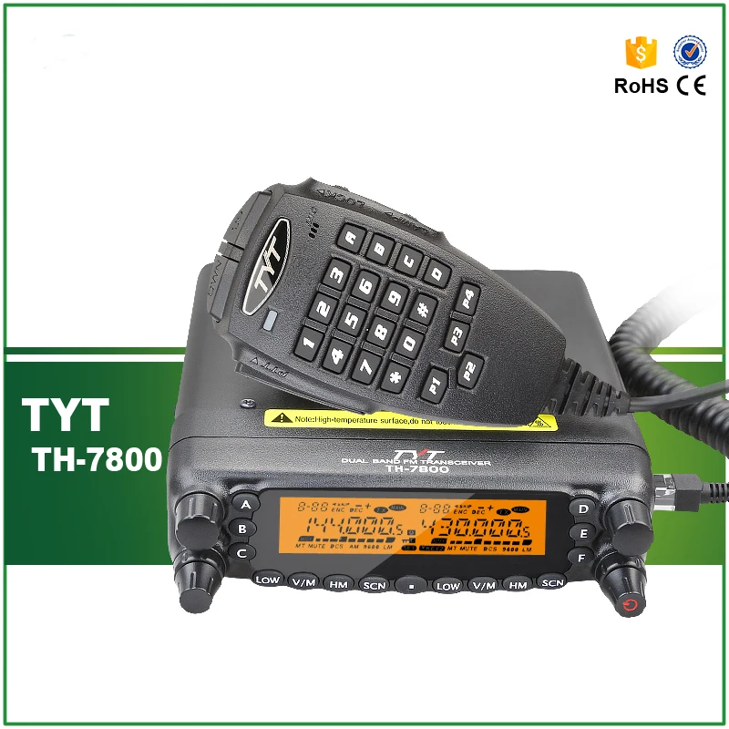 

NEW TYT TH-7800 TH7800 Ham Car Mobile Radio Transceiver 136-174/ 400-480MHz 50W Output Power DTMF 8 Groups Scrambler+USB Cable