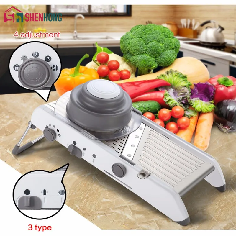 Регулируемая мандолина слайсер профессиональная Терка с 304 лезвиями из