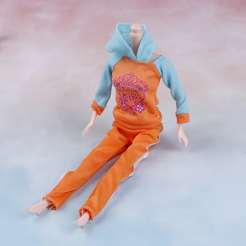 Спортивная одежда с цветочным принтом 1 комплект толстовки топ + брюки для кукол