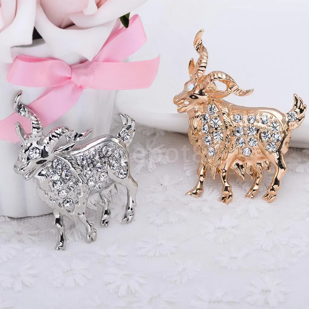 Fashion Jewelry Costume Crystal Goat Sheep Brooch Pin Animal | Украшения и аксессуары
