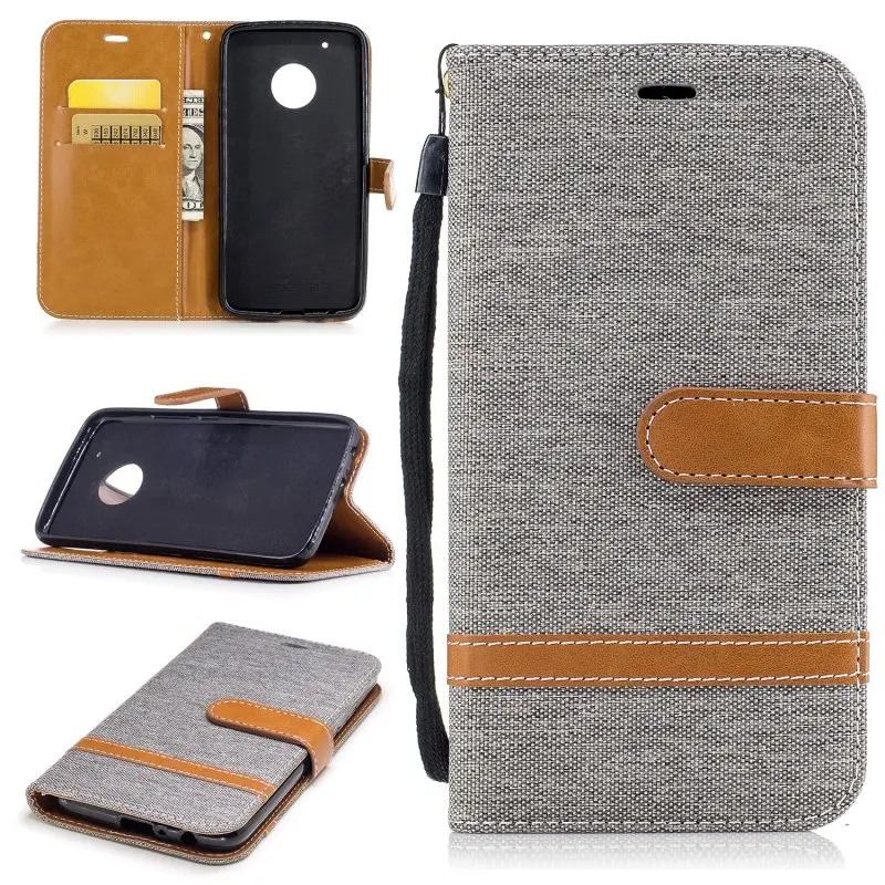 Чехол для Motorola Moto G5 G5Plus Coque футляр из джинсовой ткани джинсовое портмоне кожаная