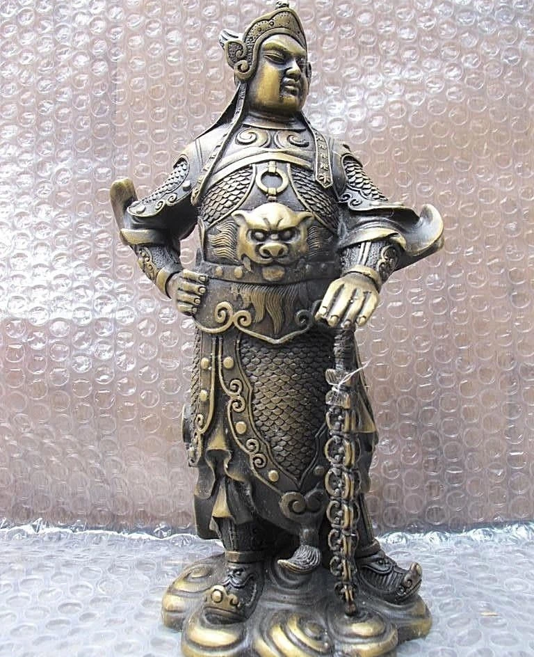 

Китайская винтажная Бронзовая статуэтка Wei Tuo warrior «защита Бога Будды»