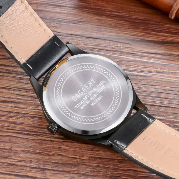 Модные кварцевые часы с кожаным ремешком мужские водонепроницаемые японские