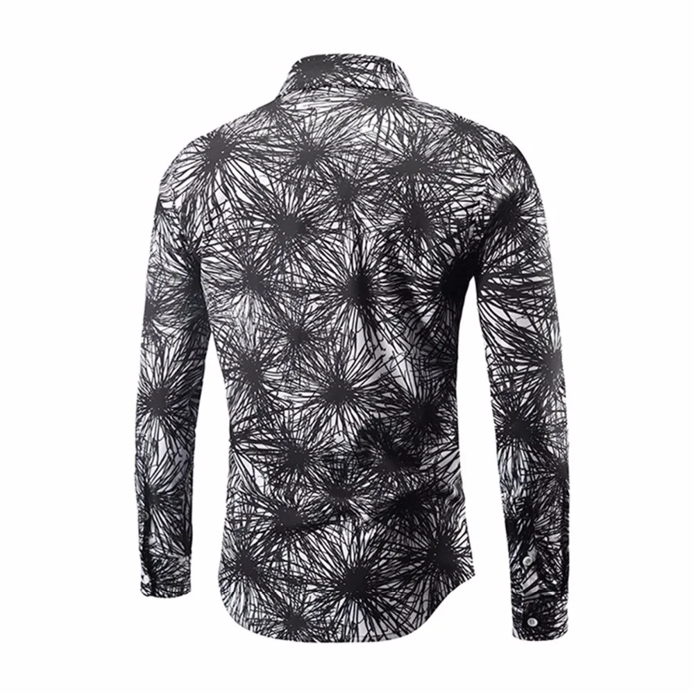 2018 Новые мужские туфли стильные рубашки морские ежи 3D принтом Slim Fit с длинным
