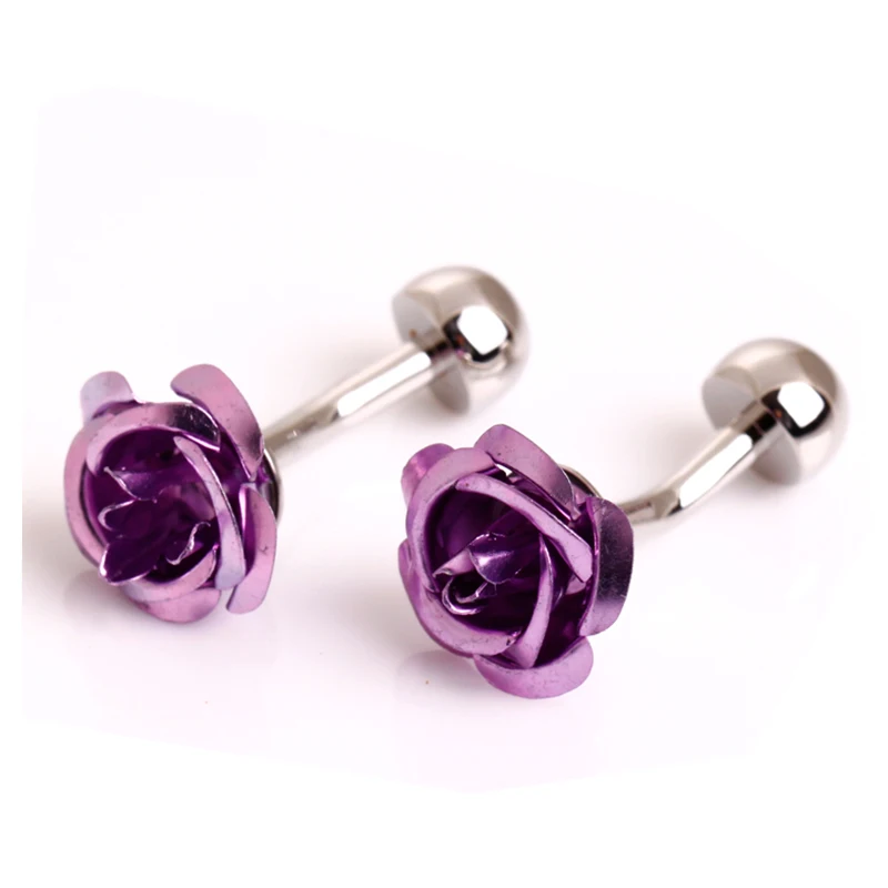 

New Quality Novelty Cufflinks Purple Rose Flower Cufflink Men's Shirts Cufflinks For Wedding Cufflinks Wholesale
