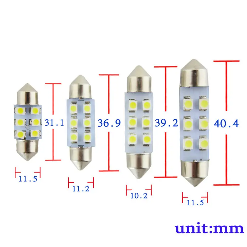 4X белый 36 мм 6 светодиодный 1210 SMD C5W C10W Doom лампа гирлянда светильник купольная