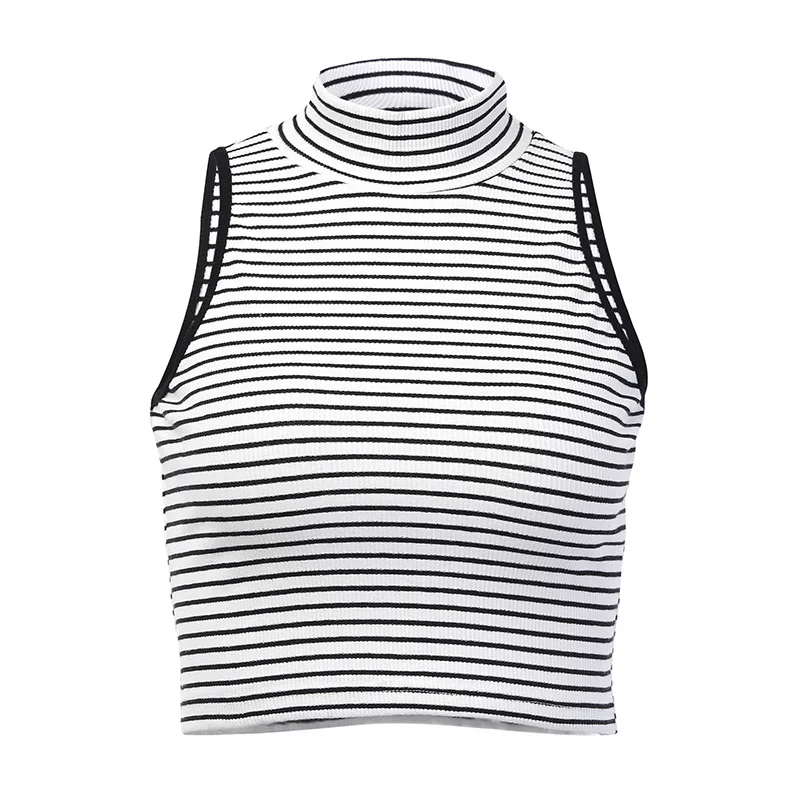 Высокие уличные Короткие рукава Черные Полосатые белые женские топы 2019 Новое