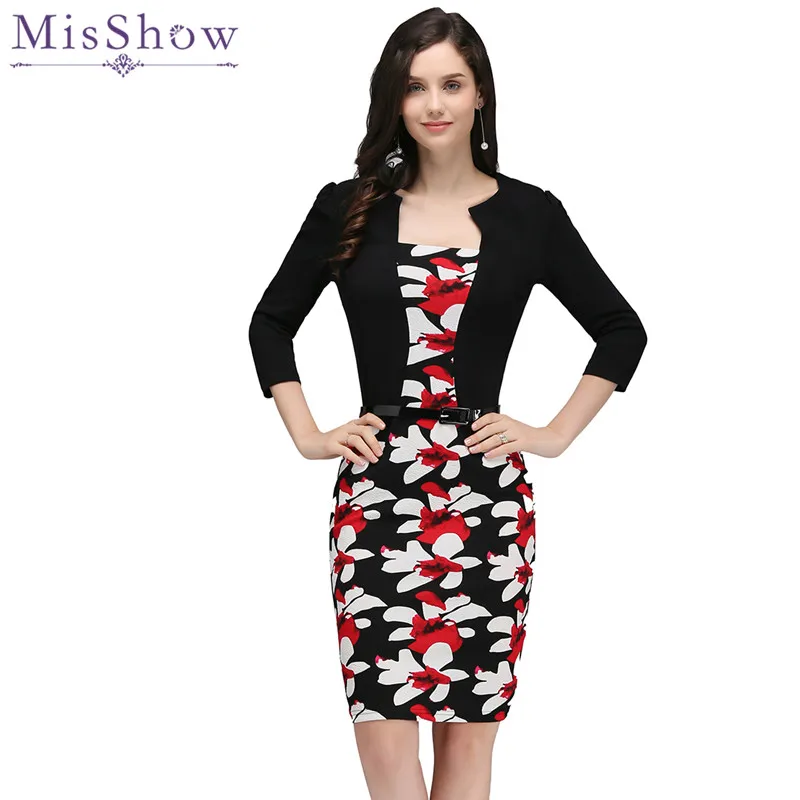MisShow 2017 Женские летние платья 4XL Плюс размеры Весной Элегантные с цветочной