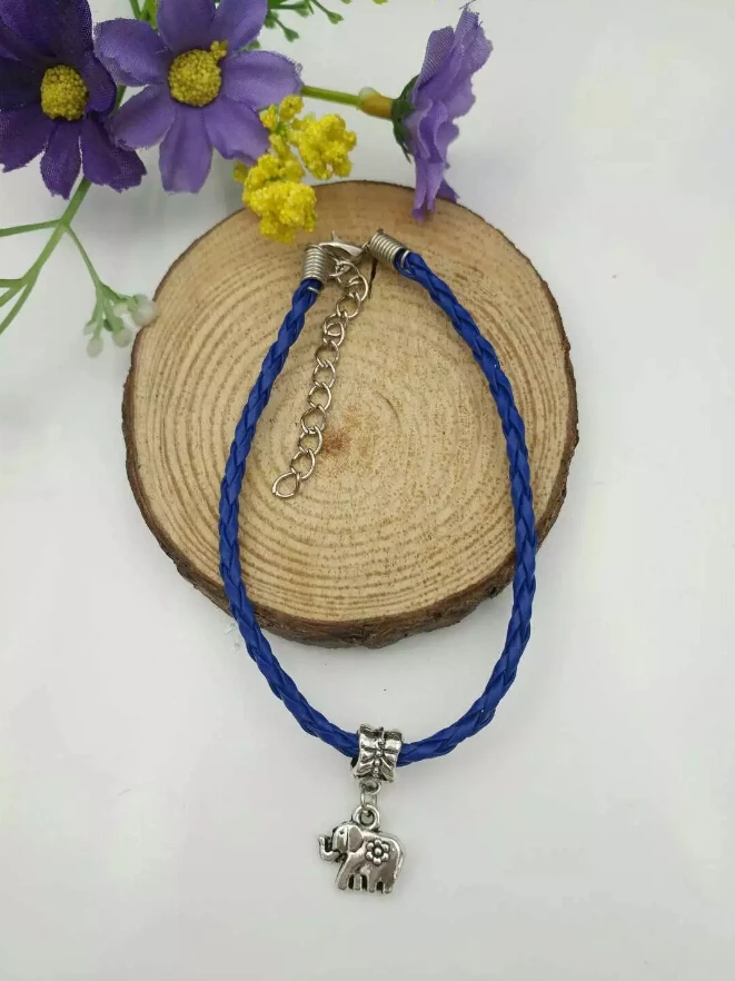 20 шт./лот Быстрая доставка милый маленький Слон подвеска из бисера кожаный