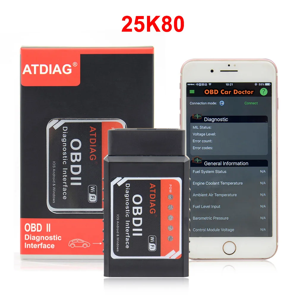 ATDIAG WIFI V1.5 PIC18F25K80 чип беспроводной для Android/iOS ELM327 1 5 поддерживает все протоколы OBD2