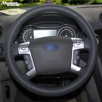bannis hand stitched black leather car steering wheel cover for ford mondeo 2007 2012 mk4