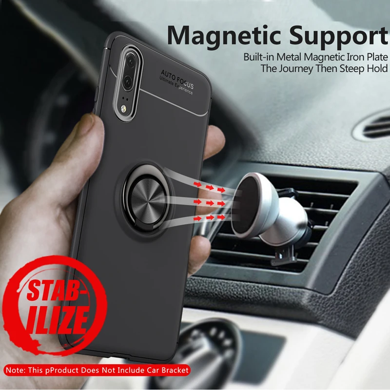 For Huawei P20 Pro Case Magnetic Finger Ring Holder Cover Lite Soft Silicone TPU Back | Мобильные телефоны и аксессуары