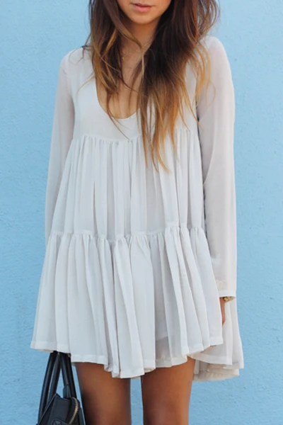 ZAFUL Boho милое летнее платье женское с высокой талией и длинными рукавами туника