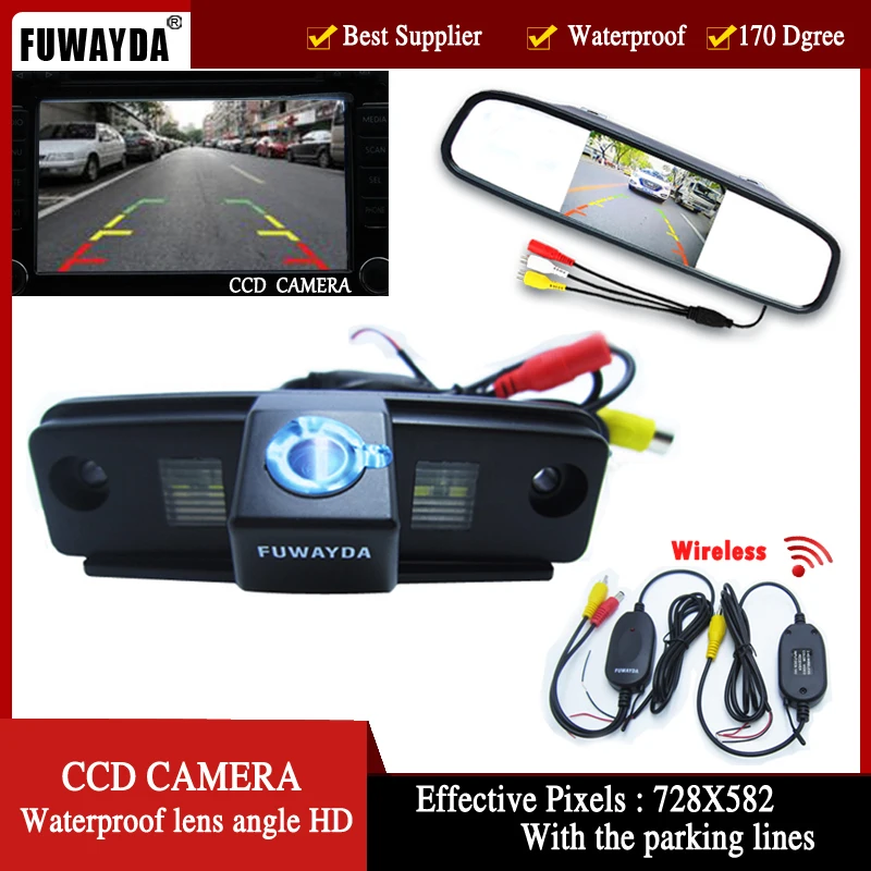 

FUWAYDA Wireless Color Car CCD Rear View Camera for SUBARU Forester / Outback / Impreza Sedan 4.3 Inch Rear view Mirror Monitor