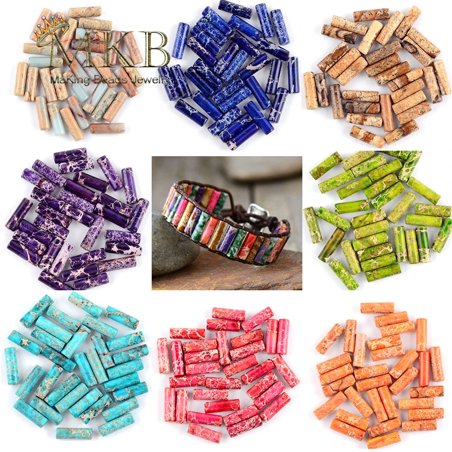 Бусины из натурального камня 4*13 мм зеленые морские осадочные бусины для