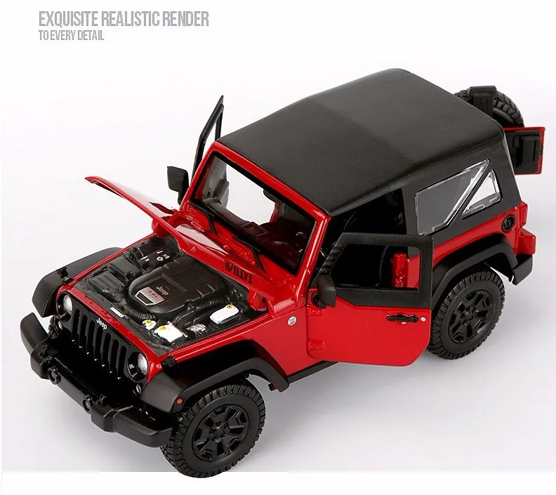 1/18 масштаб красный Jeep Wrangler Willys литая модель автомобиля внедорожная модель дорожного транспортного средства игрушки для детей подарки коллекции