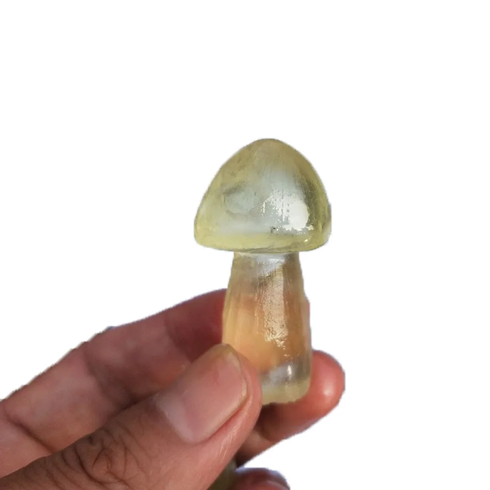 1pcs Natural Green Agate Citrine Mushroom Shape Reiki Crystal Stone An ornament for a home or garden | Дом и сад