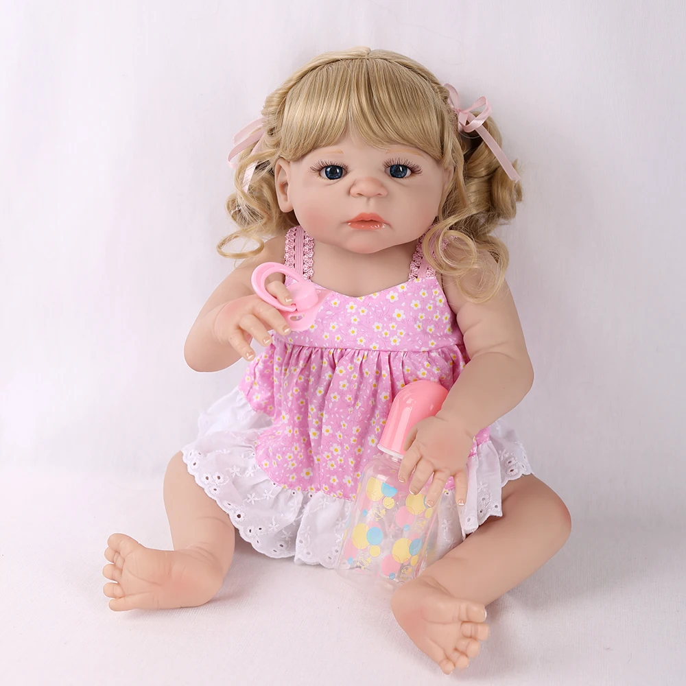 NPKDOLL Reborn Baby Doll 22 дюйма полные игрушки для виниловой ванны парики из светлых волос