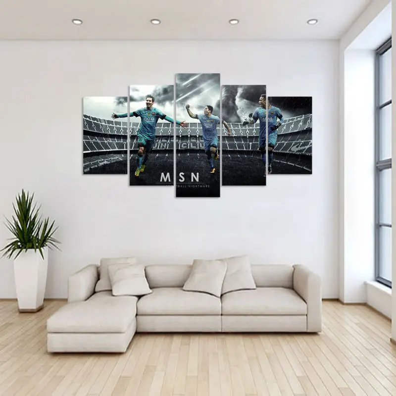 5 Панелей Футбол Спорт Игрока Современные Wall Art Pictures Для Украшение дома HD Печать