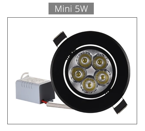 Mini 5W Dimmable Специальный черный светодиодный светильник с регулируемой яркостью мини 1 Вт 3 Вт 4 Вт 5 Вт 7 Вт теплый натуральный чистый белый Встраиваемый светильник Точечный светильник освещение в помещении - Испускаемый цвет: Mini 5W Dimmable