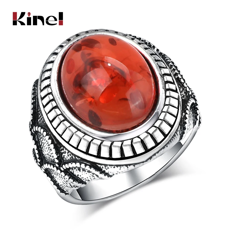 Kinel, Boho, панк, красный опал, драгоценный камень, кольца для женщин, турецкие ювелирные изделия, Винтаж, серебряный цвет, любовь, вечерние, кольца, аксессуары, новинка