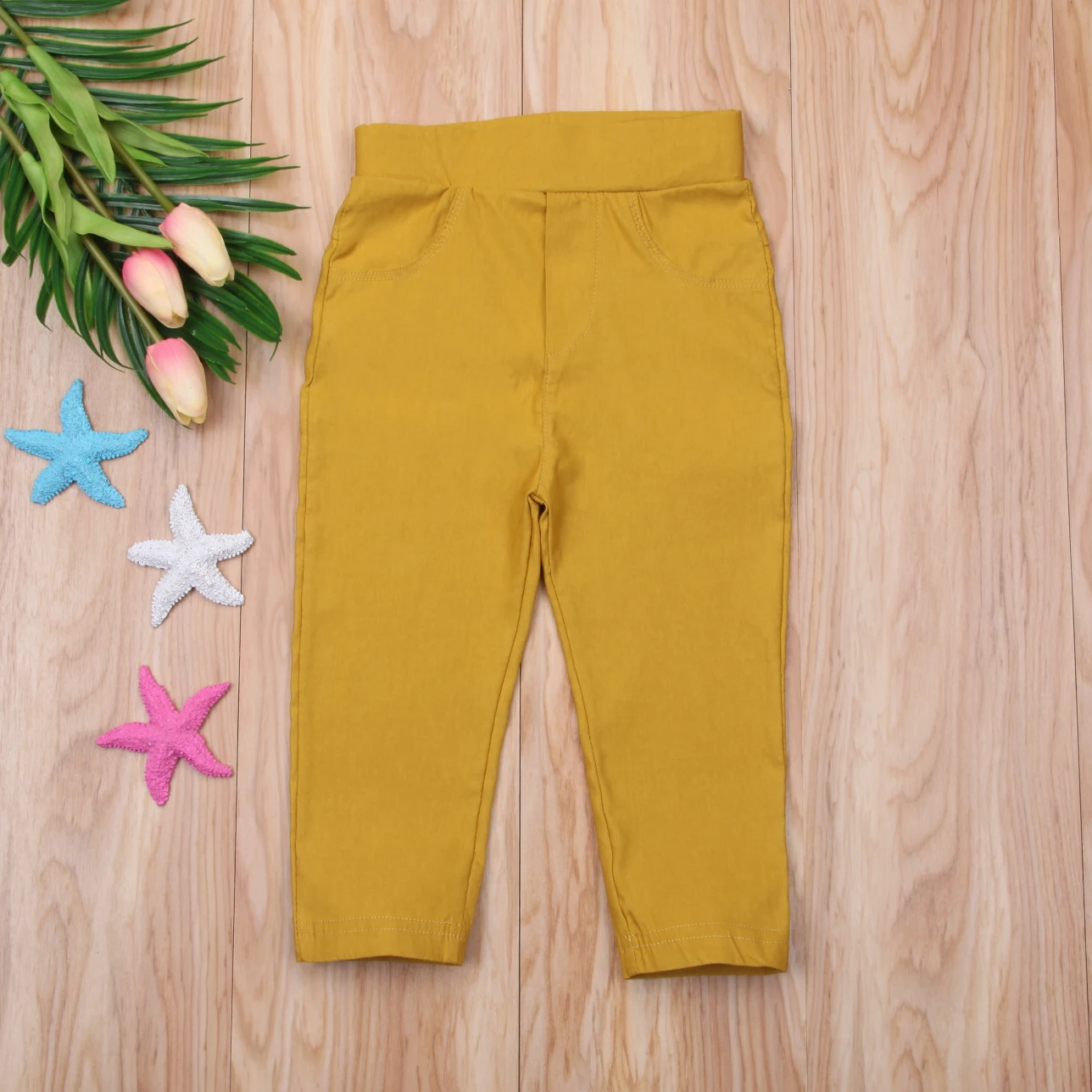 Детские эластичные штаны для мальчиков и девочек однотонные длинные