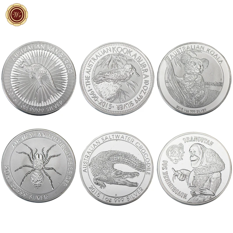 

WR Australia Animal Challenge Coin Cute Koala Kangaroo Silver Plated Commemorative Coin Elizabeth II Silver Coin for Collection