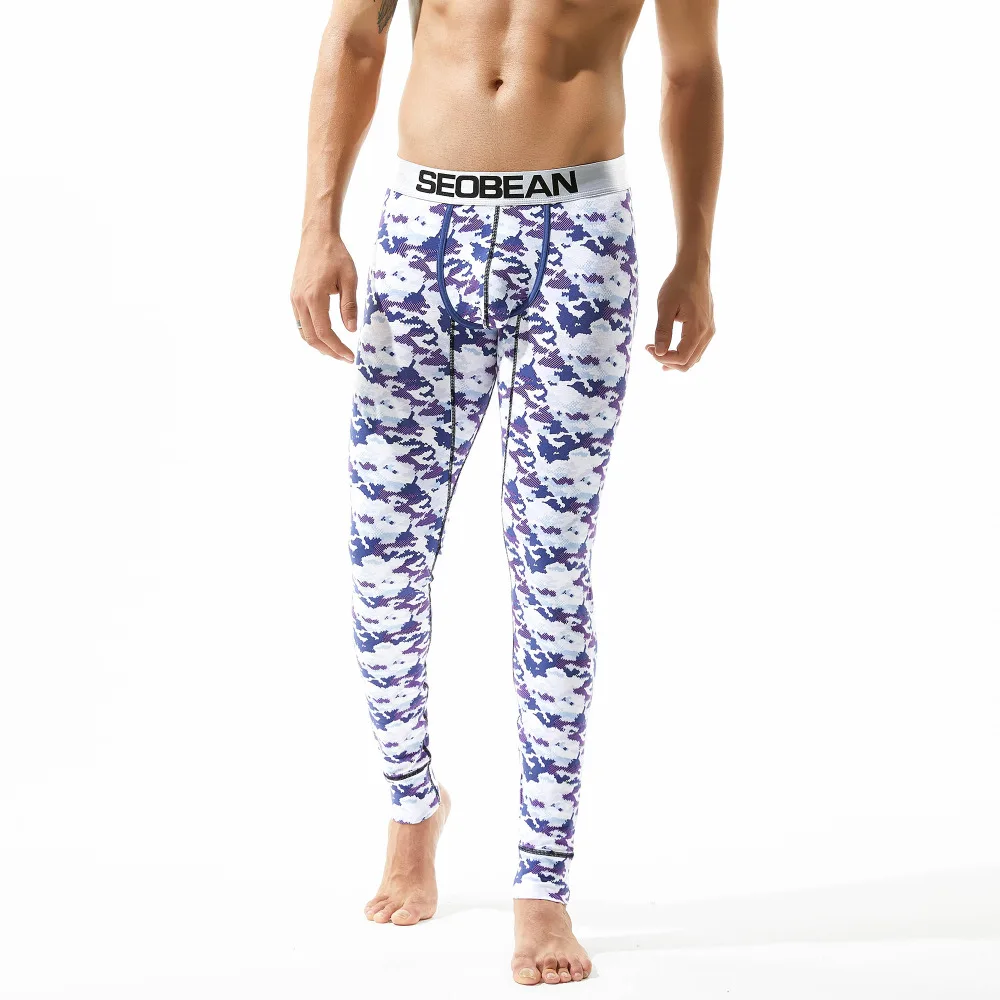 Осенне зимние мужские хлопковые кальсоны эластичные камуфляжные брюки леггинсы